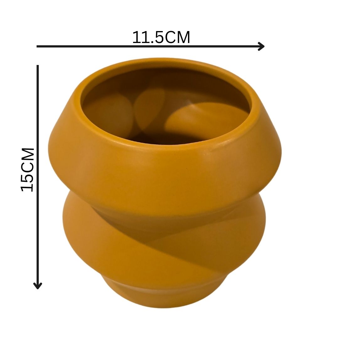 Yellow Ceramic Planter | Yellow Spiral Ceramic Planter | Hello Plants