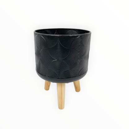 Buy Black Planter | Wooden Legs Planter | Hello Plants